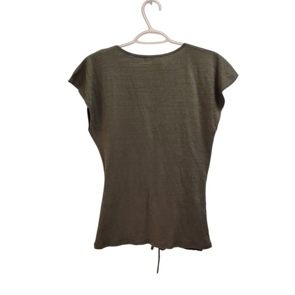 Max Studio London  Green Cap Sleeve Ruched Blouse - Picture 3 of 9